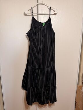 d/p Black and White Striped 3X Maxi Dress with Cotton Lining